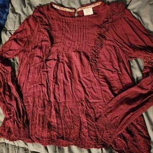 Maroon Ruffle Top (Size L)